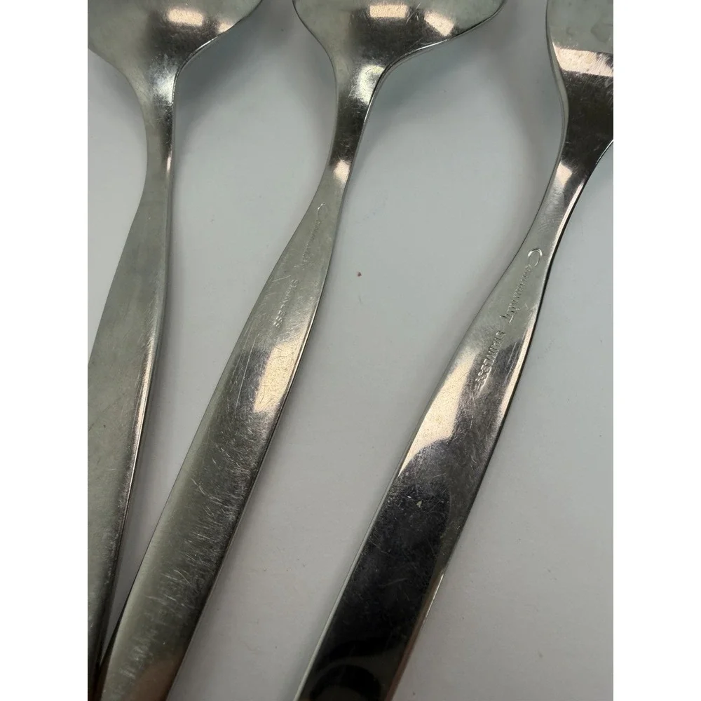 Oneida Community FROSTFIRE Stainless Set Slotted Serving Spoons Meat Fork